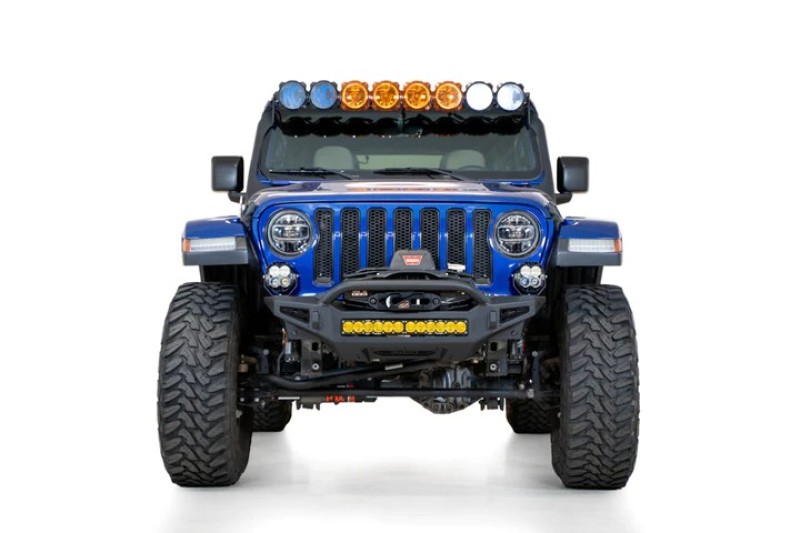 Jeep JL Front Bumper - Addictive Desert Designs - Rock Fighter - Hammer Black with Satin Black panels - `18-`27